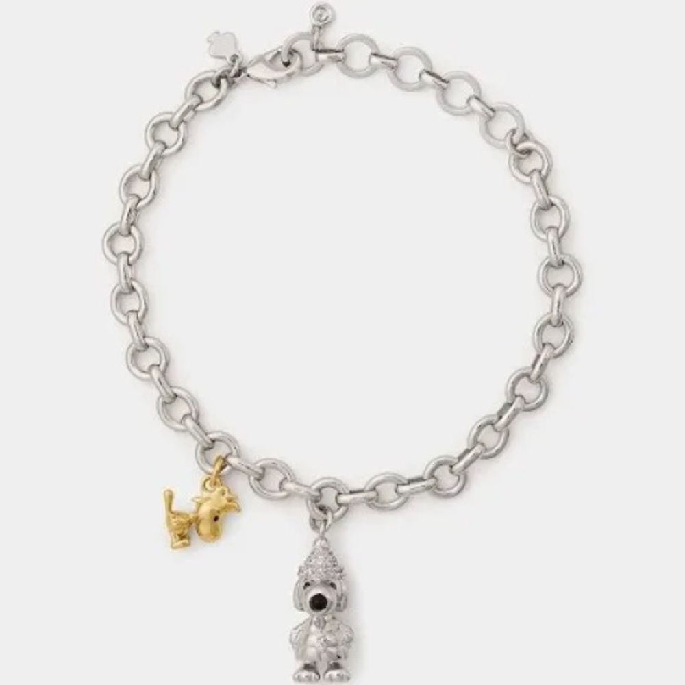 Authentic kate spade New with tag & pouch Silver Chain Snoopy link Bracelet.